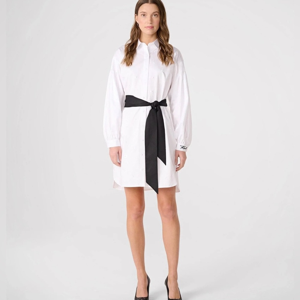Karl Lagerfeld Paris | Women's Embellished White Shirt Dress